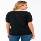 Plus Size Shirred Eyelet Button-Front Blouson Tunic image number null