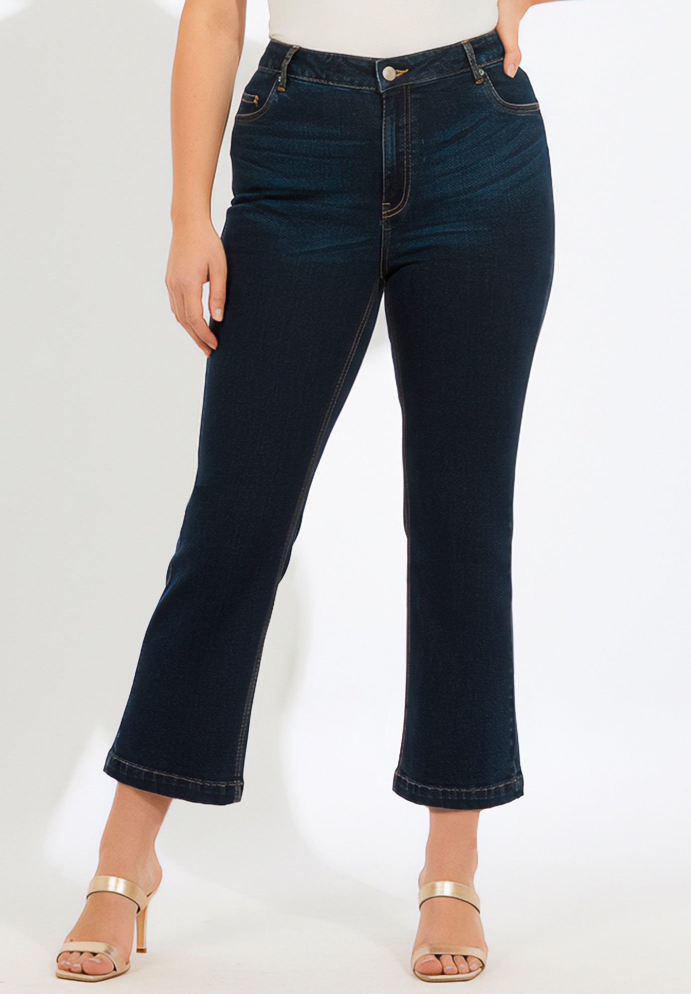 Plus Size Classic Stretch High-Rise Kick-Flare Cropped Jean image number 0