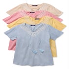 Plus Size Embroidered Notch-Neck Tassel Tunic image number null