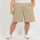 Plus Size Linen-Blend Pull-On Elastic Waist Shorts image number null