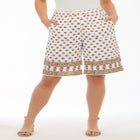 Plus Size Linen-Blend Pull-On Elastic Waist Shorts image number null