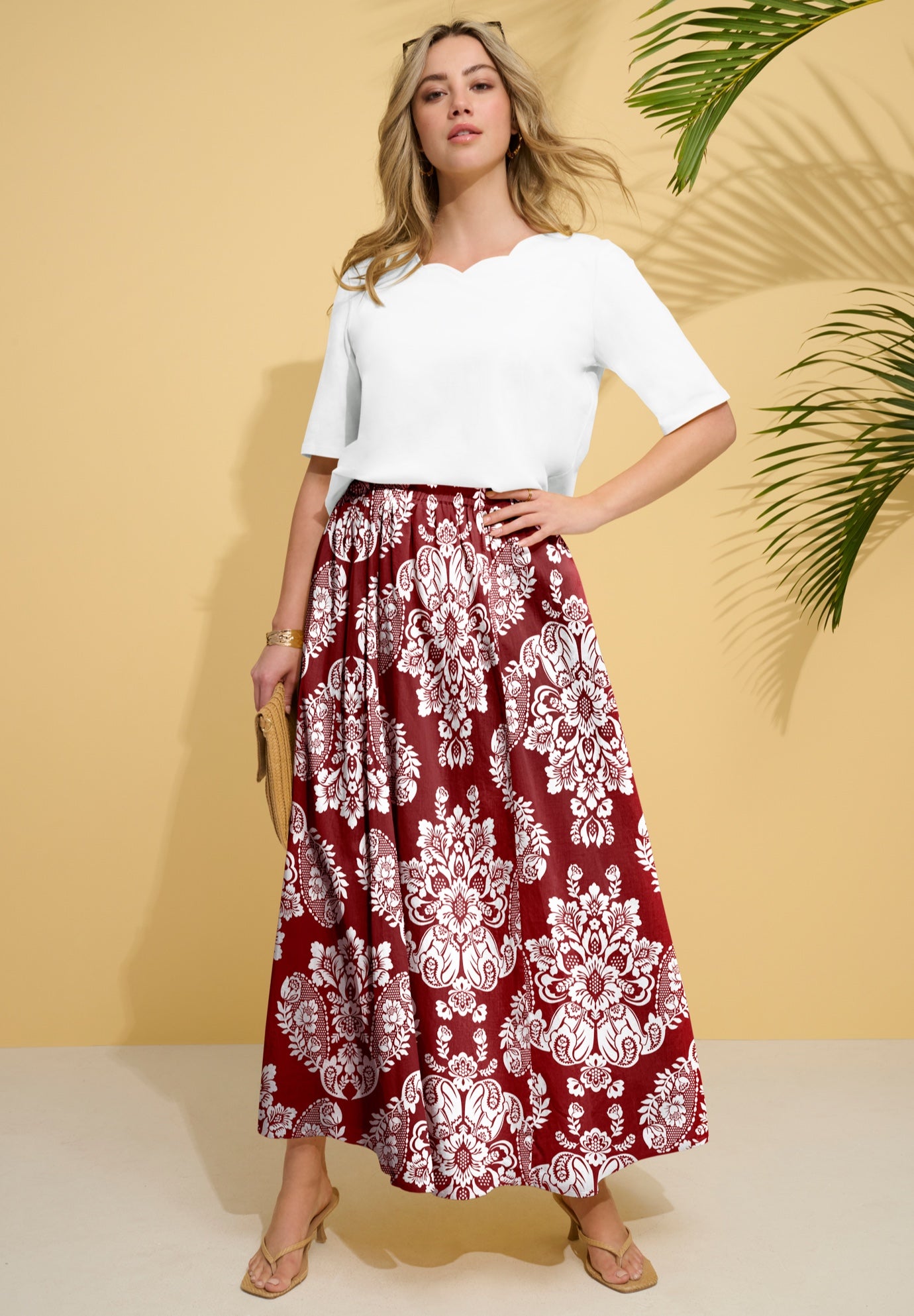 Plus Size Cotton Pull-On Maxi Skirt image number 0