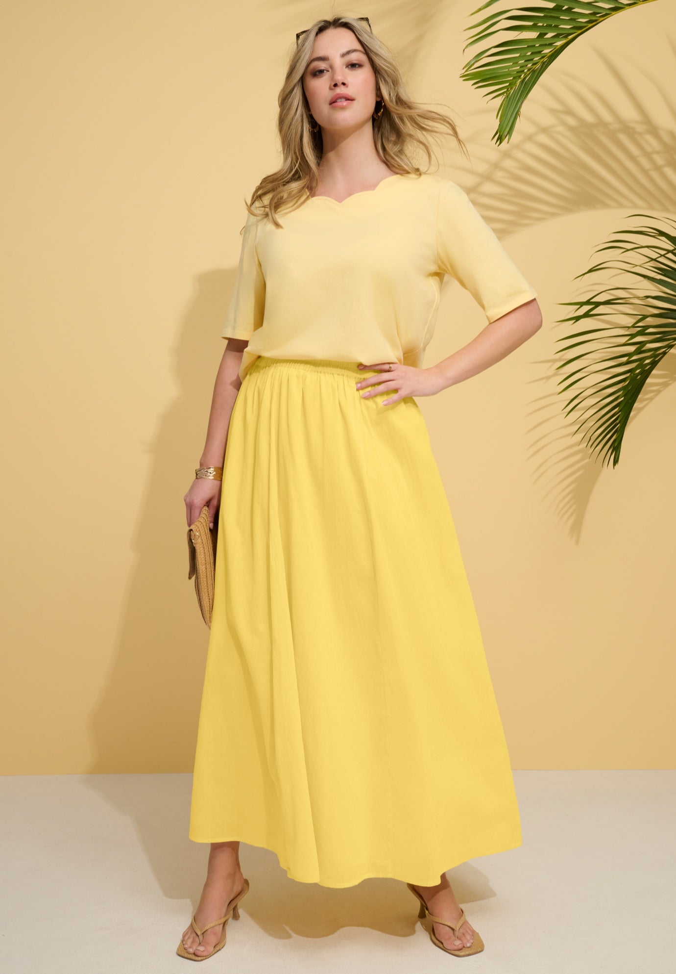 Plus Size Cotton Pull-On Maxi Skirt image number 0