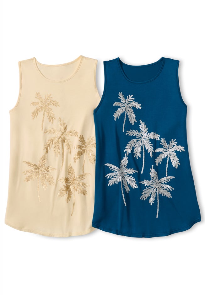 Plus Size Crewneck Sequin Tank image number 1