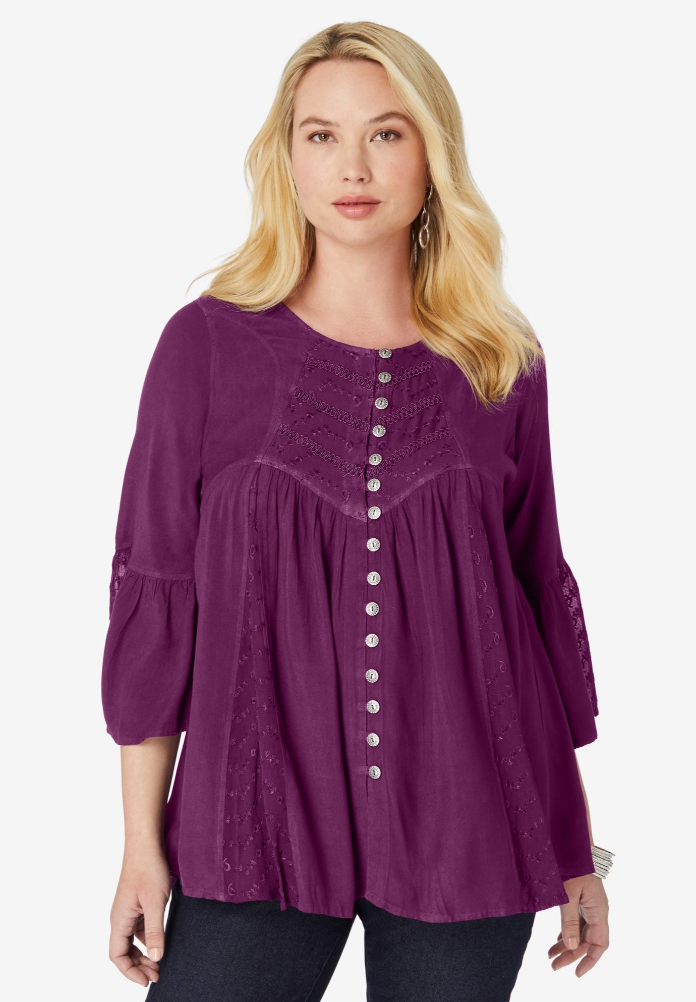 Extended Plus Size Taylor Acid Wash Big Shirt image number 0