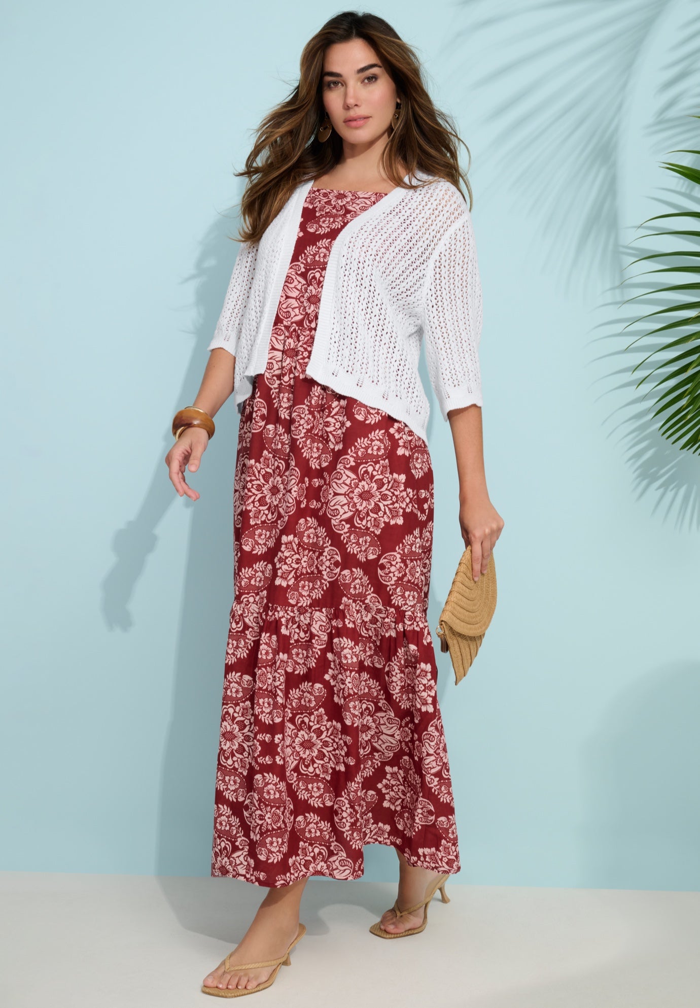 Plus Size Crochet Open-Front Flare Sleeve Shrug Cardigan image number 0