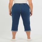 Plus Size Knit Denim Pull-On Cuffed Capri Jean image number null