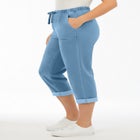 Plus Size Knit Denim Pull-On Cuffed Capri Jean image number null