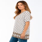 Plus Size Printed V-Neck Blouson Sleeve Tunic image number null
