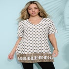 Plus Size Printed V-Neck Blouson Sleeve Tunic image number null