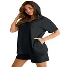 Plus Size Comfort+ Fleece V-Neck Hooded Sweatshirt image number null
