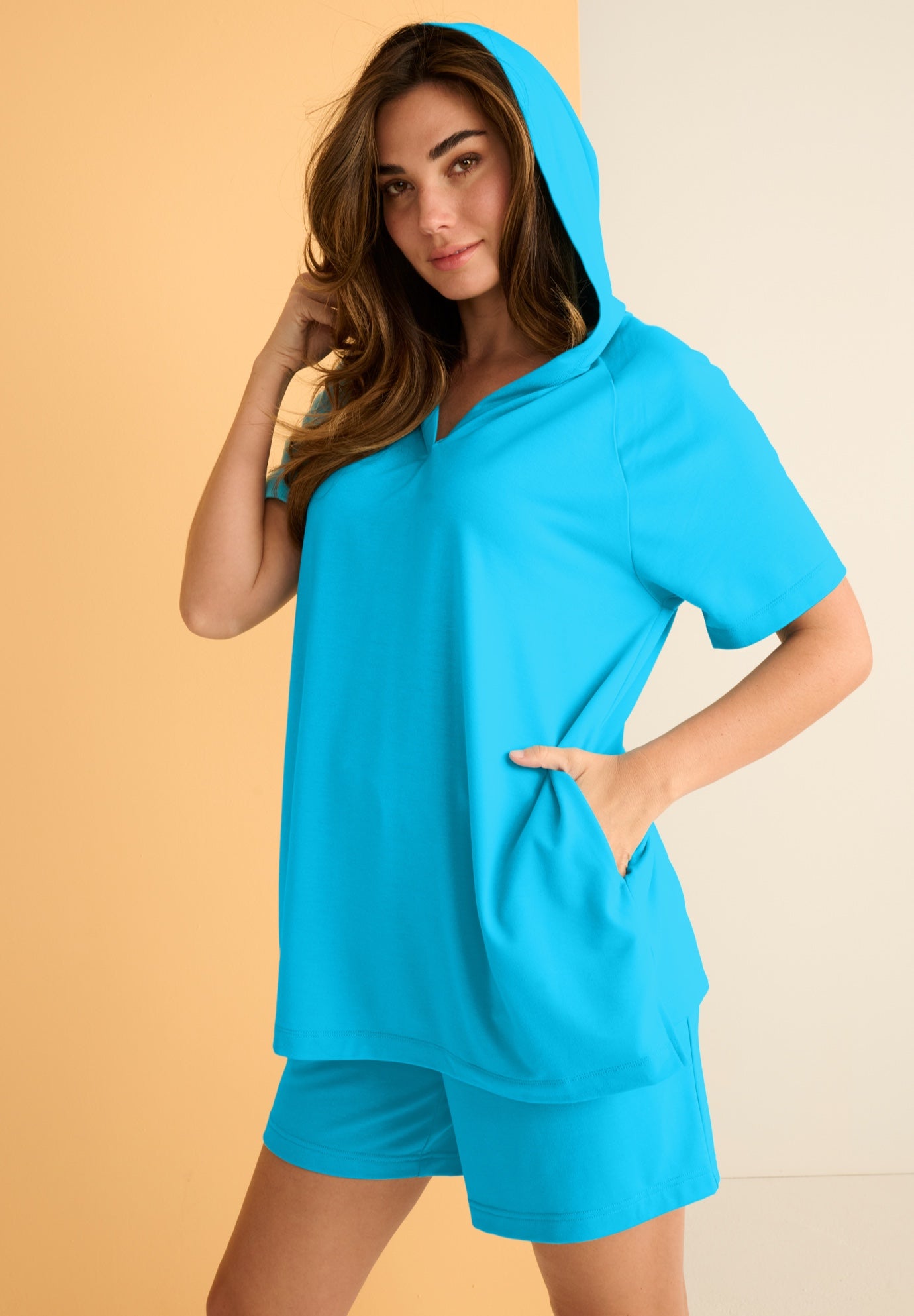 Plus Size Comfort+ Fleece V-Neck Hooded Sweatshirt image number 1