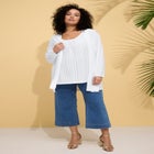 Plus Size Eyelet Long Sleeve Cardigan & Tank Set image number null