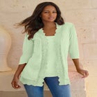 Crochet Trim Pointelle Cardigan image number null