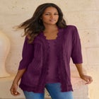 Crochet Trim Pointelle Cardigan image number null