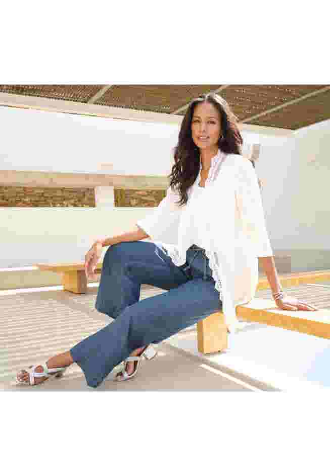 Crochet Trim Pointelle Cardigan image number 1