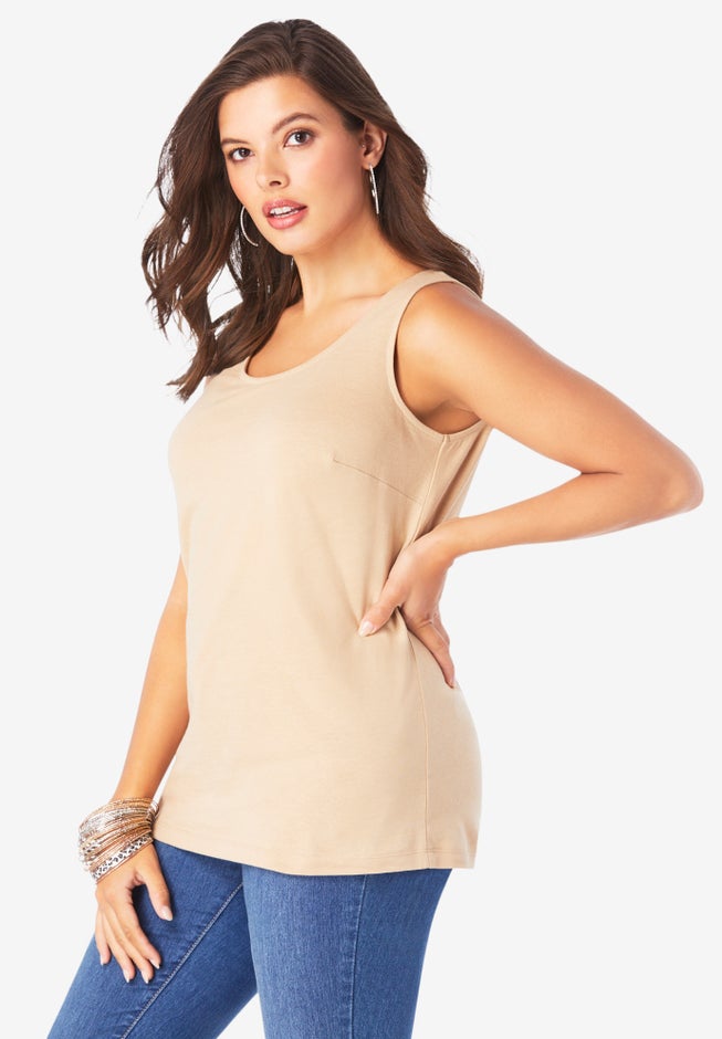 Plus Size Cotton Scoopneck Tank Top image number 2