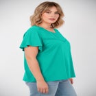 Slub Lace Yoke Tee image number 2