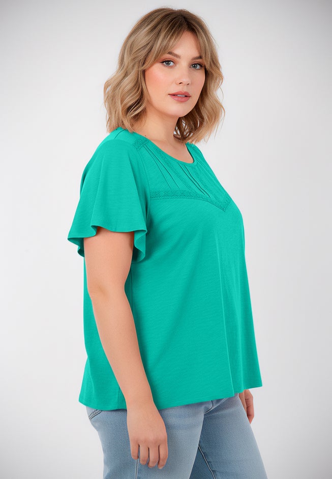Slub Lace Yoke Tee image number 2
