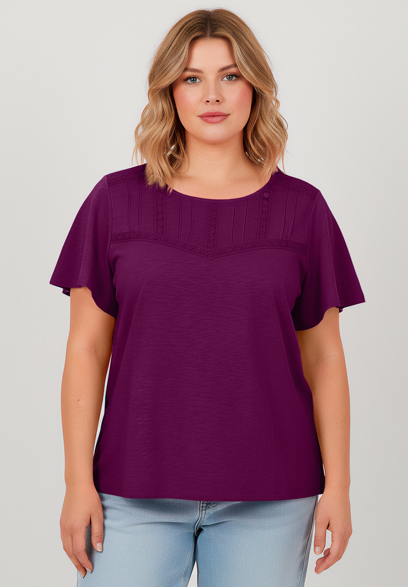 Slub Lace Yoke Tee image number 0