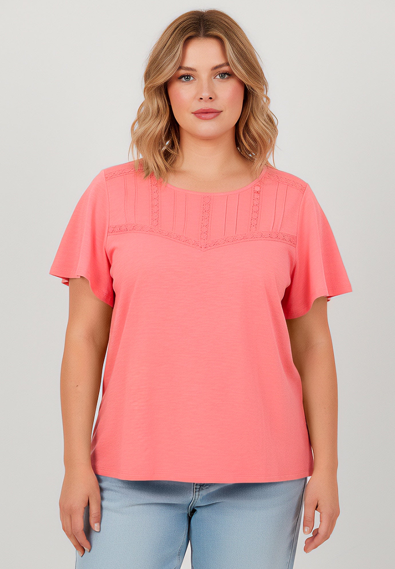Slub Lace Yoke Tee image number 0