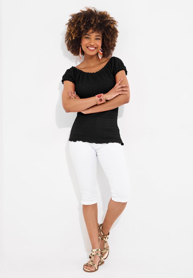 Stretchy Off the Shoulder Tee image number 4