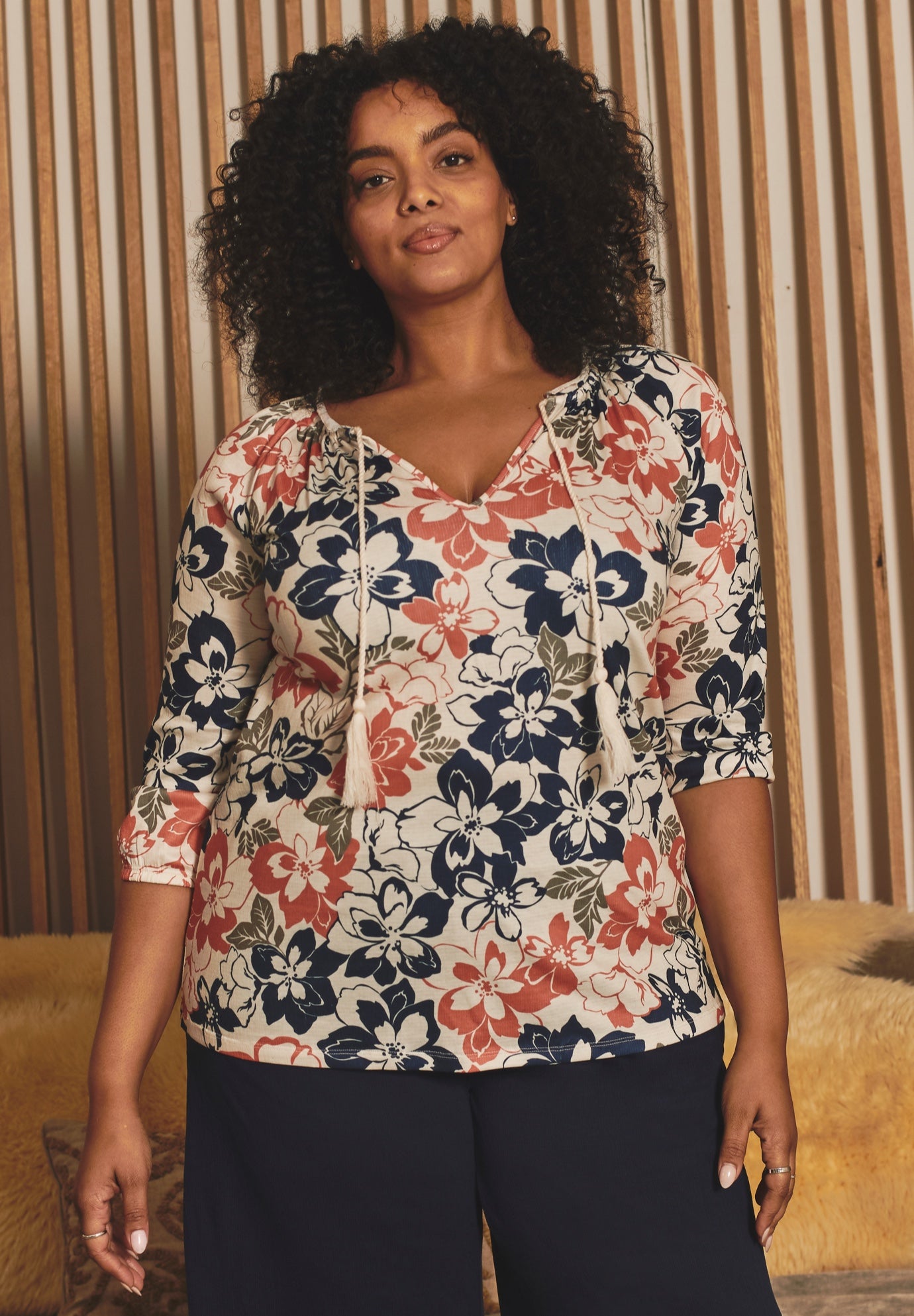 Knit Gauze Peasant Tunic image number 0