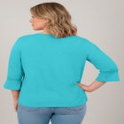 Crochet Trim Ruffle Sleeve Top image number 1