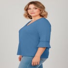 Crochet Trim Ruffle Sleeve Top image number 2