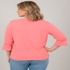 Crochet Trim Ruffle Sleeve Top image number 1