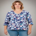 Crochet Trim Ruffle Sleeve Top image number 0