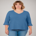 Crochet Trim Ruffle Sleeve Top image number 0