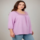 Lace Neckline Peasant Blouse image number null