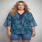 Crochet Trim Caftan Top image number 0