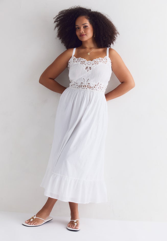 Cotton Voile Lace Maxi Dress image number 4