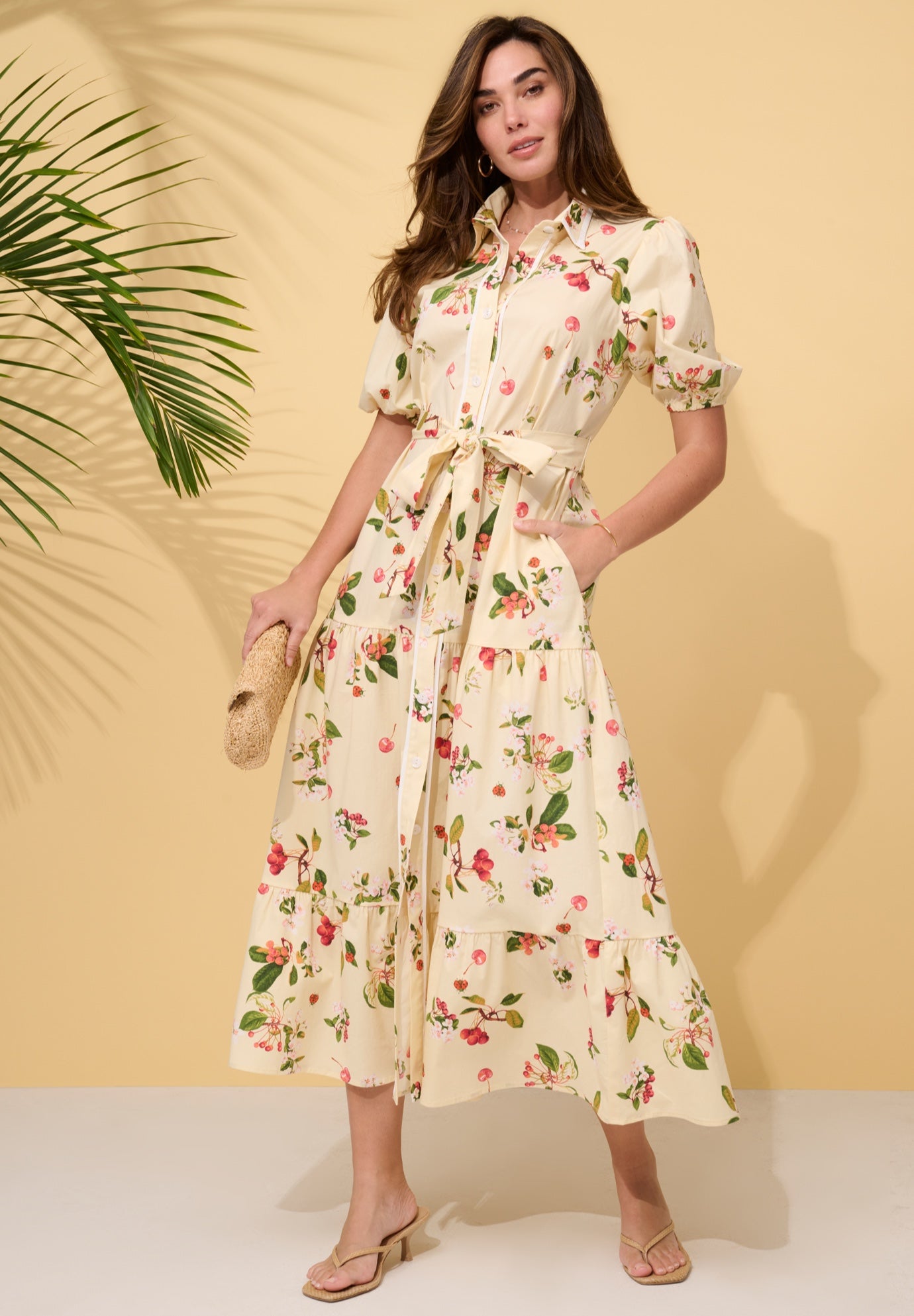 Plus Size Button-Front Short Sleeve Tiered Shirtdress image number 0