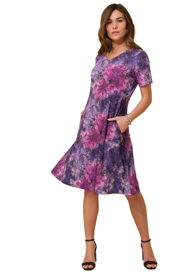 Plus Size Stretch Knit Pocket Swing Dress image number 1