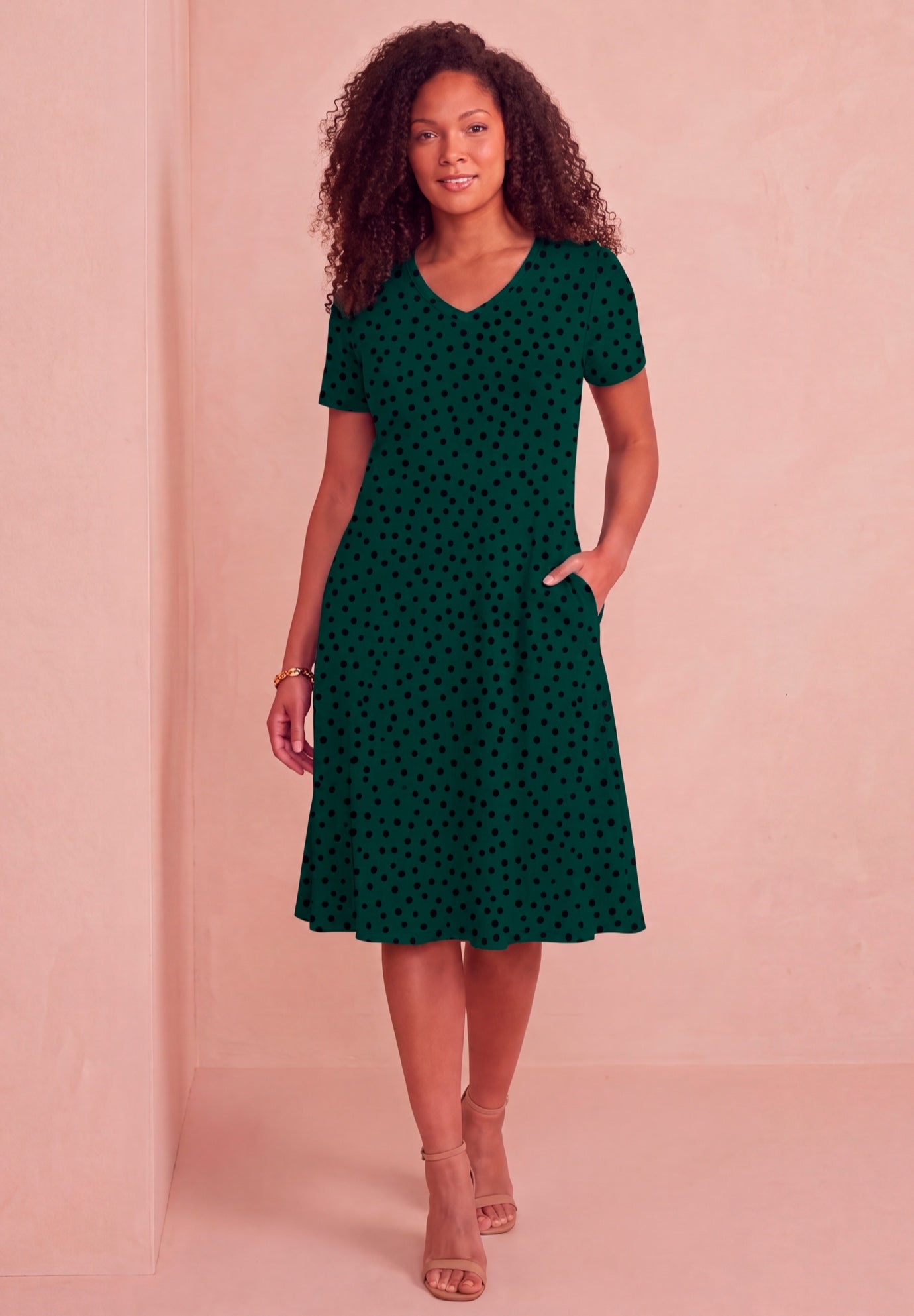 Plus Size Stretch Knit Pocket Swing Dress image number 0