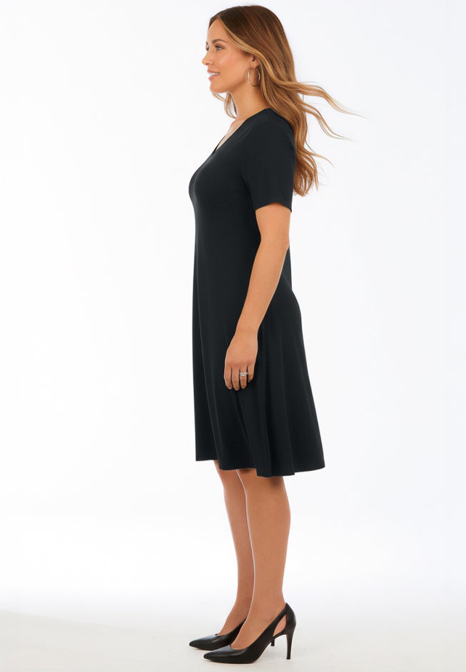 Plus Size Stretch Knit Pocket Swing Dress image number 2
