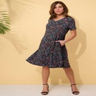 Plus Size Stretch Knit Pocket Swing Dress image number 0