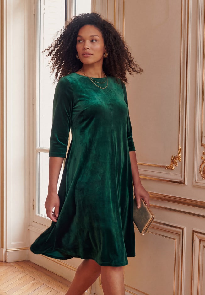 Velour Swing Drape Dress image number 3