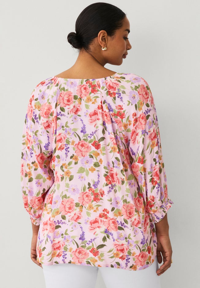 V-neck Blouse With Blouson Sleeves image number 1