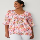 V-neck Blouse With Blouson Sleeves image number null