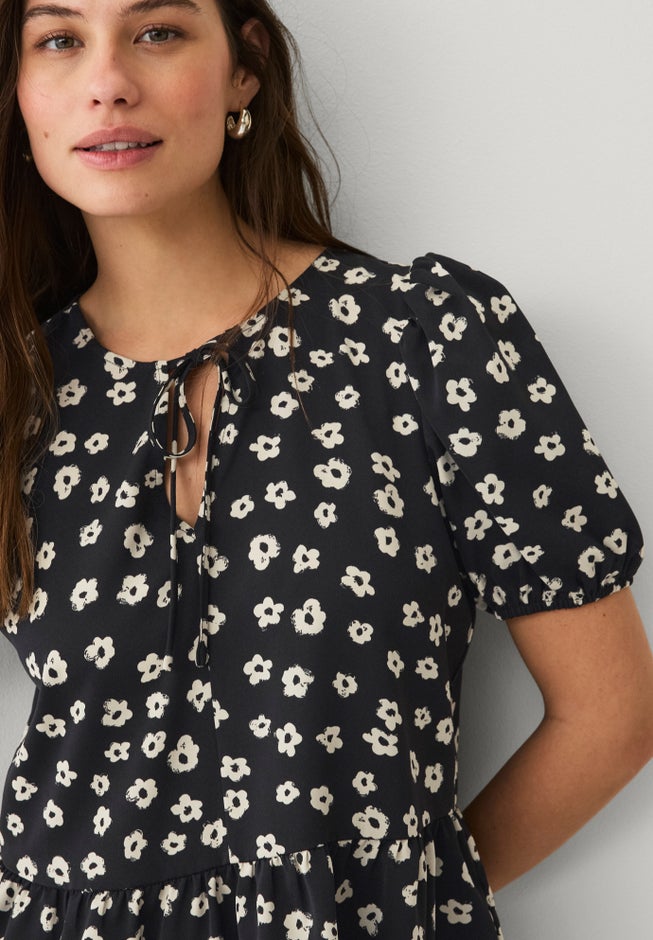 Puff Sleeve Peplum Hem Blouse image number 2