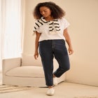 Cotton Jersey Slub Crew Neck Tee With Rolled Cuffs image number null