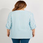 Plus Size Linen-Blend Y-Neck Roll-Tab Sleeve Tunic image number null