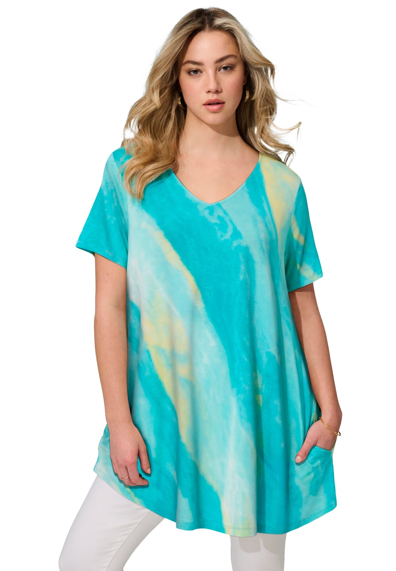 Ultra Drape V Neck Short-Sleeve Swing Tunic image number 0
