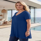 Ultra Drape V Neck Short-Sleeve Swing Tunic image number null