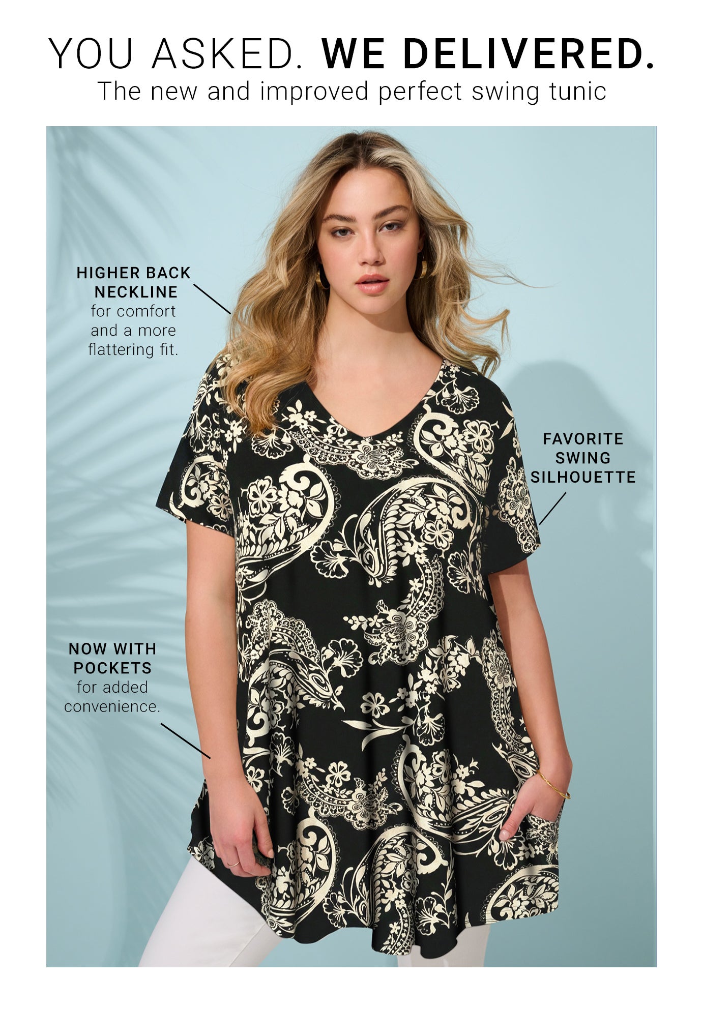 Ultra Drape V Neck Short-Sleeve Swing Tunic image number 1