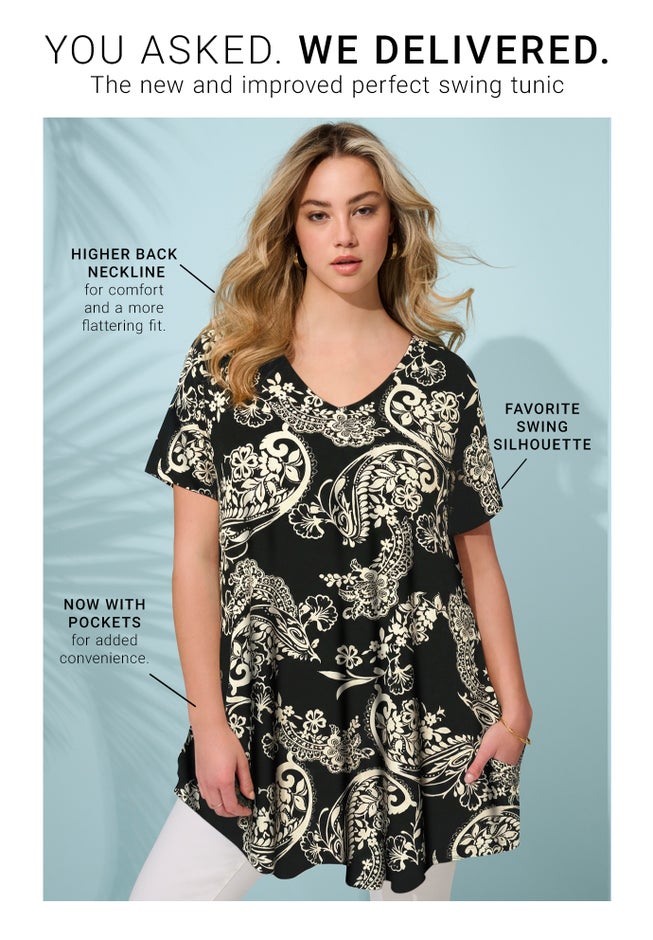 Ultra Drape V Neck Short-Sleeve Swing Tunic image number 1